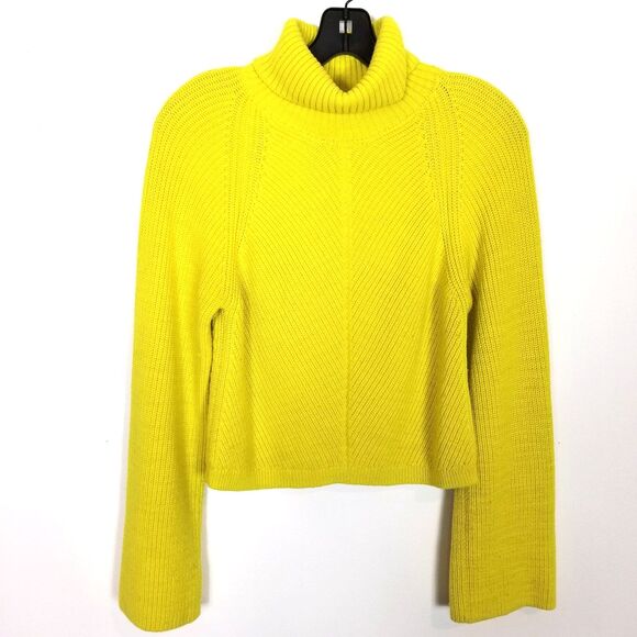 Anthropologie Maeve Cropped Turtleneck Sweater Sz S Yellow Boho Pullover - Picture 2 of 12